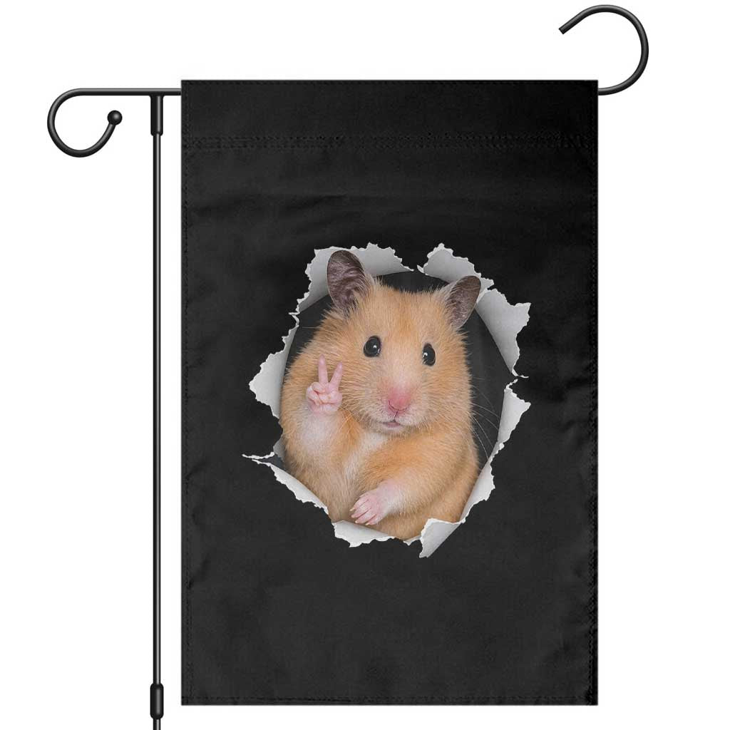 Funny Curious Hamster Peeking Through A Cracked Wall Meme Garden Flag TS12 Black Print Your Wear