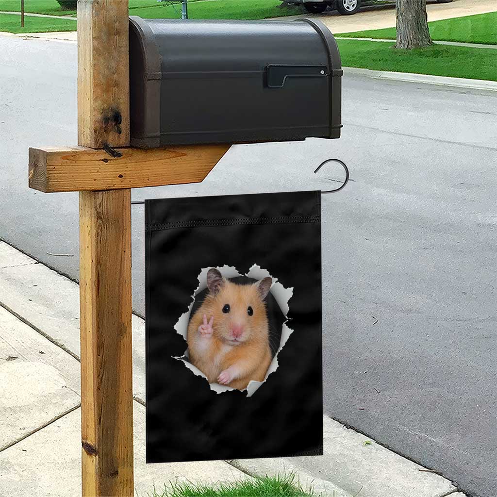 Funny Curious Hamster Peeking Through A Cracked Wall Meme Garden Flag TS12 Print Your Wear