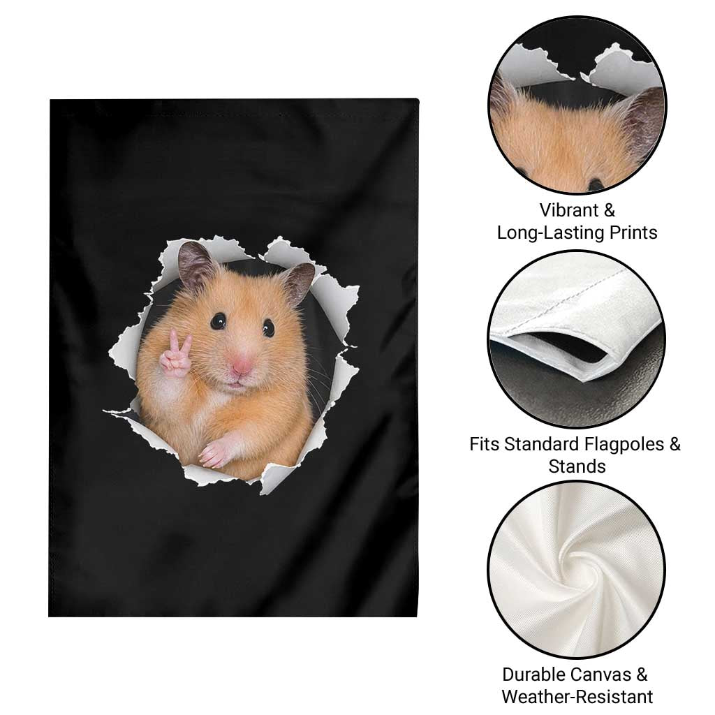 Funny Curious Hamster Peeking Through A Cracked Wall Meme Garden Flag TS12 Print Your Wear