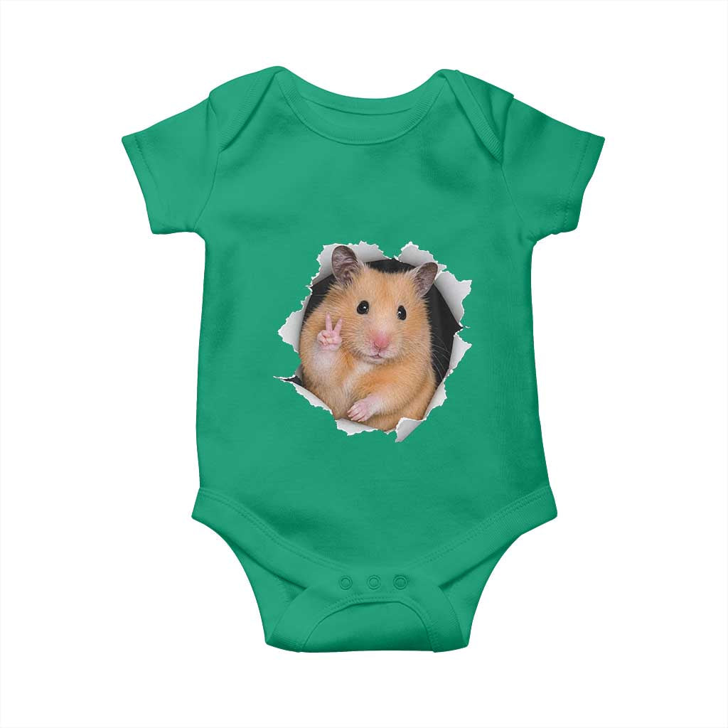 Funny Curious Hamster Peeking Through A Cracked Wall Meme Baby Onesie TS12 Irish Green Print Your Wear