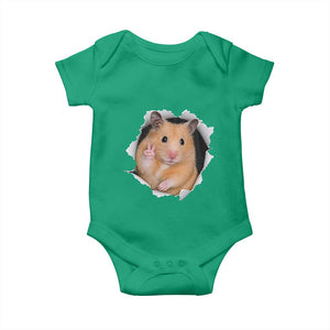 Funny Curious Hamster Peeking Through A Cracked Wall Meme Baby Onesie TS12 Irish Green Print Your Wear