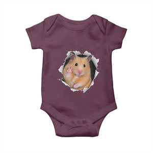 Funny Curious Hamster Peeking Through A Cracked Wall Meme Baby Onesie TS12 Maroon Print Your Wear
