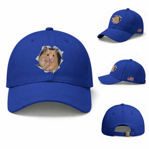Funny Curious Hamster Peeking Through A Cracked Wall Meme Baseball Cap TS12 Baseball Cap Universal Fit Royal Blue Print Your Wear