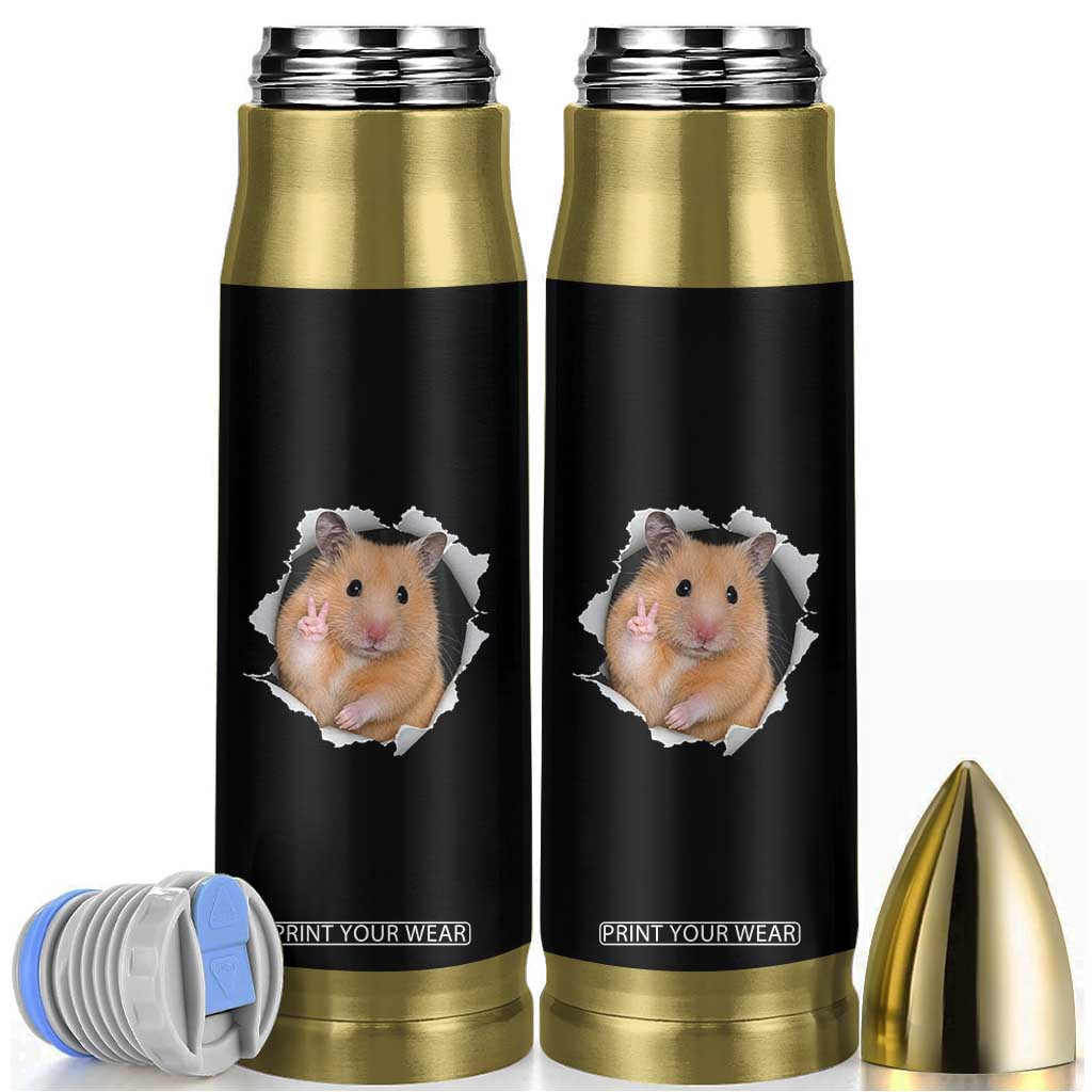 Funny Curious Hamster Peeking Through A Cracked Wall Meme Bullet Tumbler TS12 Black Print Your Wear