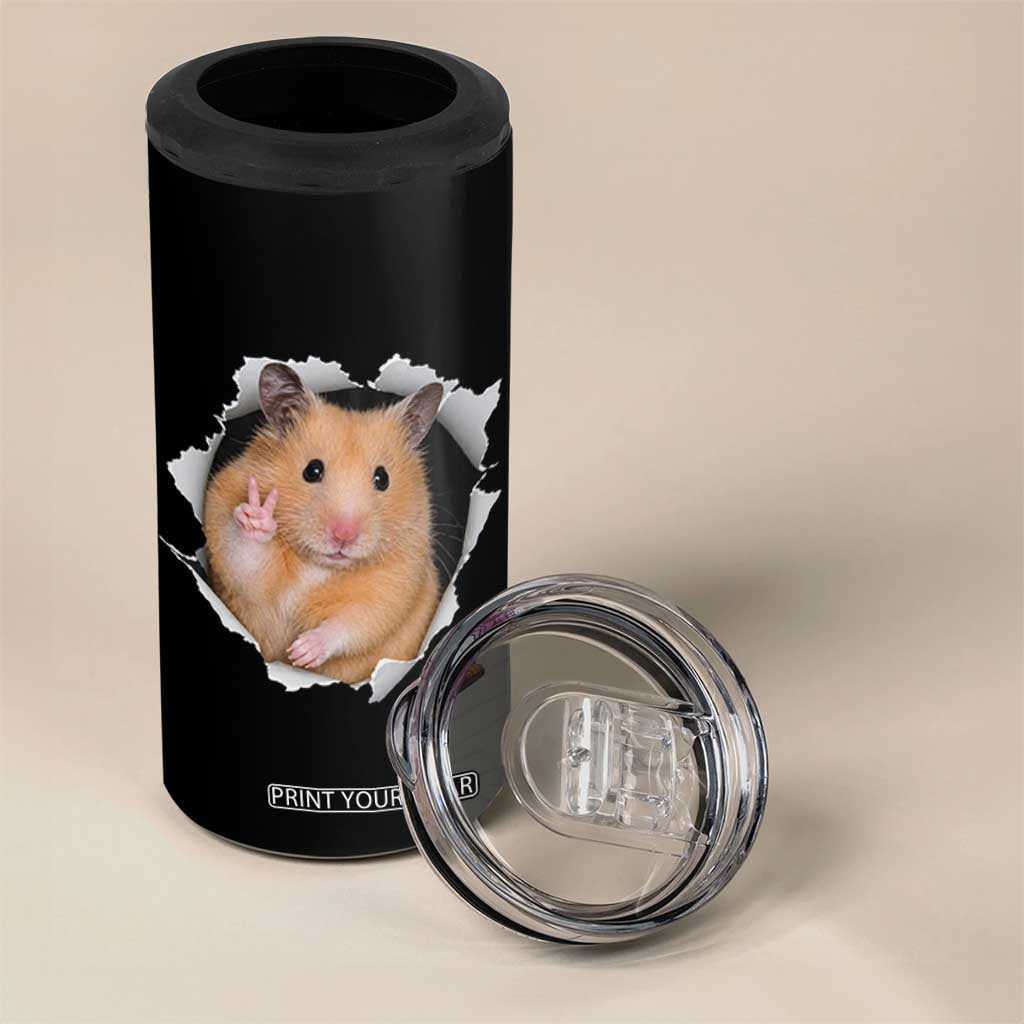 Funny Curious Hamster Peeking Through A Cracked Wall Meme 4 in 1 Can Cooler Tumbler TS12 Print Your Wear