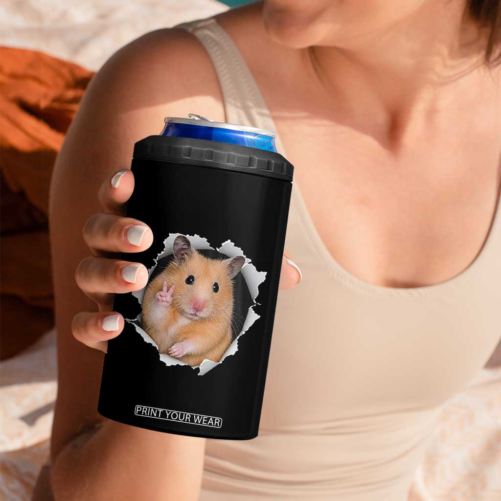 Funny Curious Hamster Peeking Through A Cracked Wall Meme 4 in 1 Can Cooler Tumbler TS12 Print Your Wear
