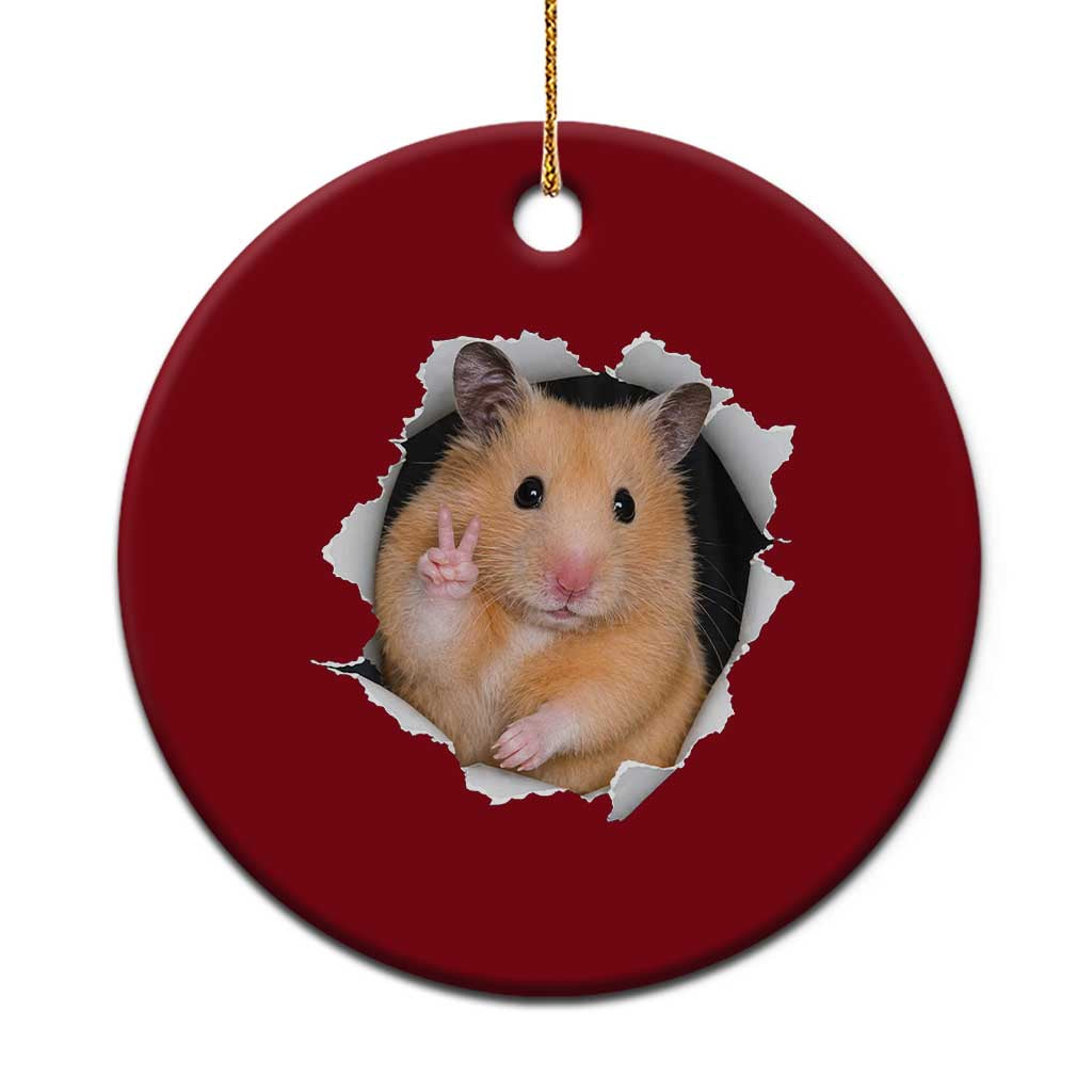 Funny Curious Hamster Peeking Through A Cracked Wall Meme Ceramic Ornament TS12 1pc Red Print Your Wear