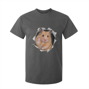 Funny Curious Hamster Peeking Through A Cracked Wall Meme T Shirt For Kid TS12 Dark Heather Print Your Wear
