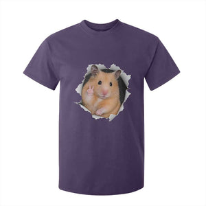 Funny Curious Hamster Peeking Through A Cracked Wall Meme T Shirt For Kid TS12 Purple Print Your Wear
