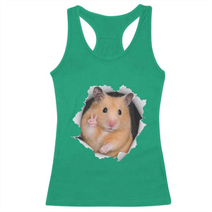 Funny Curious Hamster Peeking Through A Cracked Wall Meme Racerback Tank Top TS12 Irish Green Print Your Wear