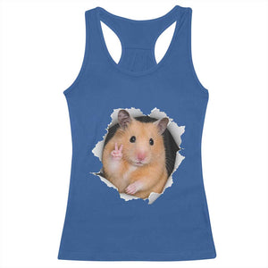 Funny Curious Hamster Peeking Through A Cracked Wall Meme Racerback Tank Top TS12 Royal Blue Print Your Wear
