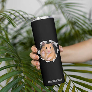Funny Curious Hamster Peeking Through A Cracked Wall Meme Skinny Tumbler TS12 Print Your Wear