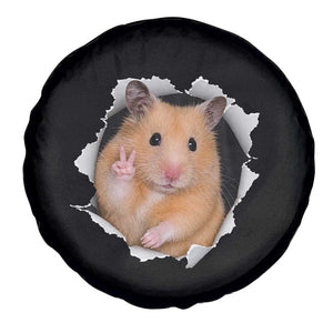 Funny Curious Hamster Peeking Through A Cracked Wall Meme Spare Tire Cover TS12 Print Your Wear