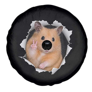 Funny Curious Hamster Peeking Through A Cracked Wall Meme Spare Tire Cover TS12 Print Your Wear