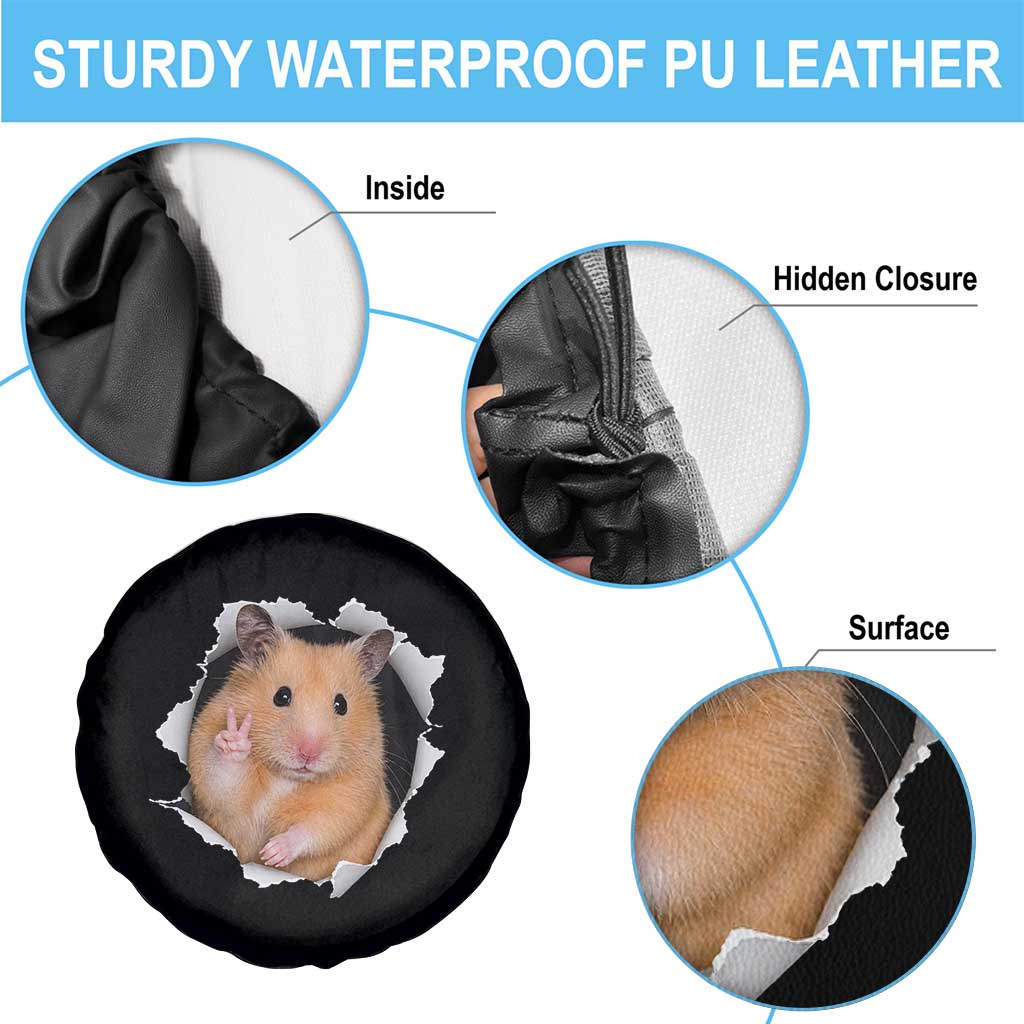 Funny Curious Hamster Peeking Through A Cracked Wall Meme Spare Tire Cover TS12 Print Your Wear