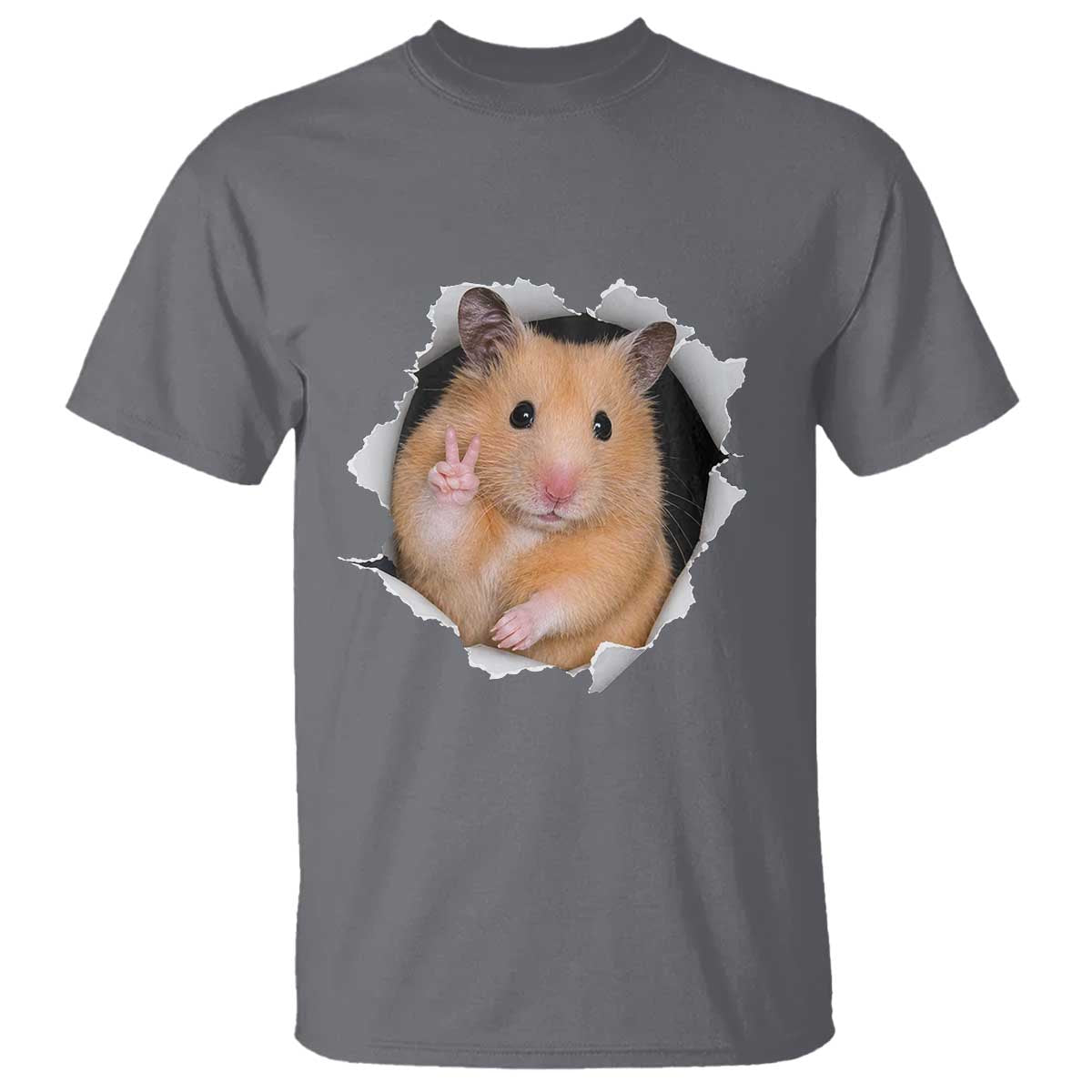 Funny Curious Hamster Peeking Through A Cracked Wall Meme T Shirt TS12 Charcoal Print Your Wear
