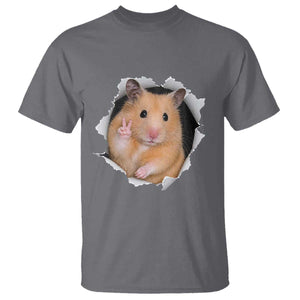 Funny Curious Hamster Peeking Through A Cracked Wall Meme T Shirt TS12 Charcoal Print Your Wear