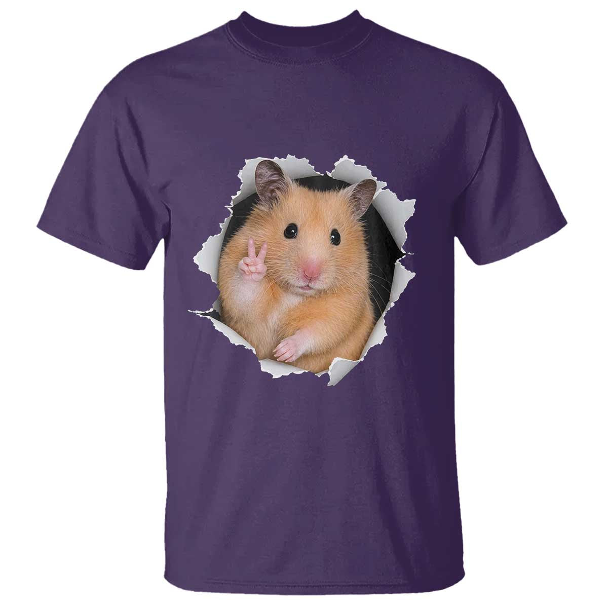 Funny Curious Hamster Peeking Through A Cracked Wall Meme T Shirt TS12 Purple Print Your Wear
