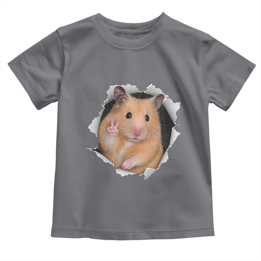 Funny Curious Hamster Peeking Through A Cracked Wall Meme Toddler T Shirt TS12 Charcoal Print Your Wear