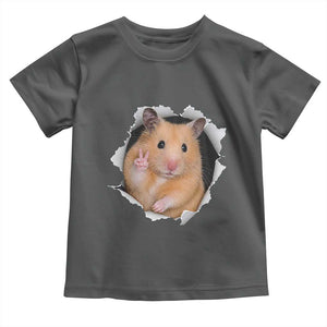 Funny Curious Hamster Peeking Through A Cracked Wall Meme Toddler T Shirt TS12 Dark Heather Print Your Wear