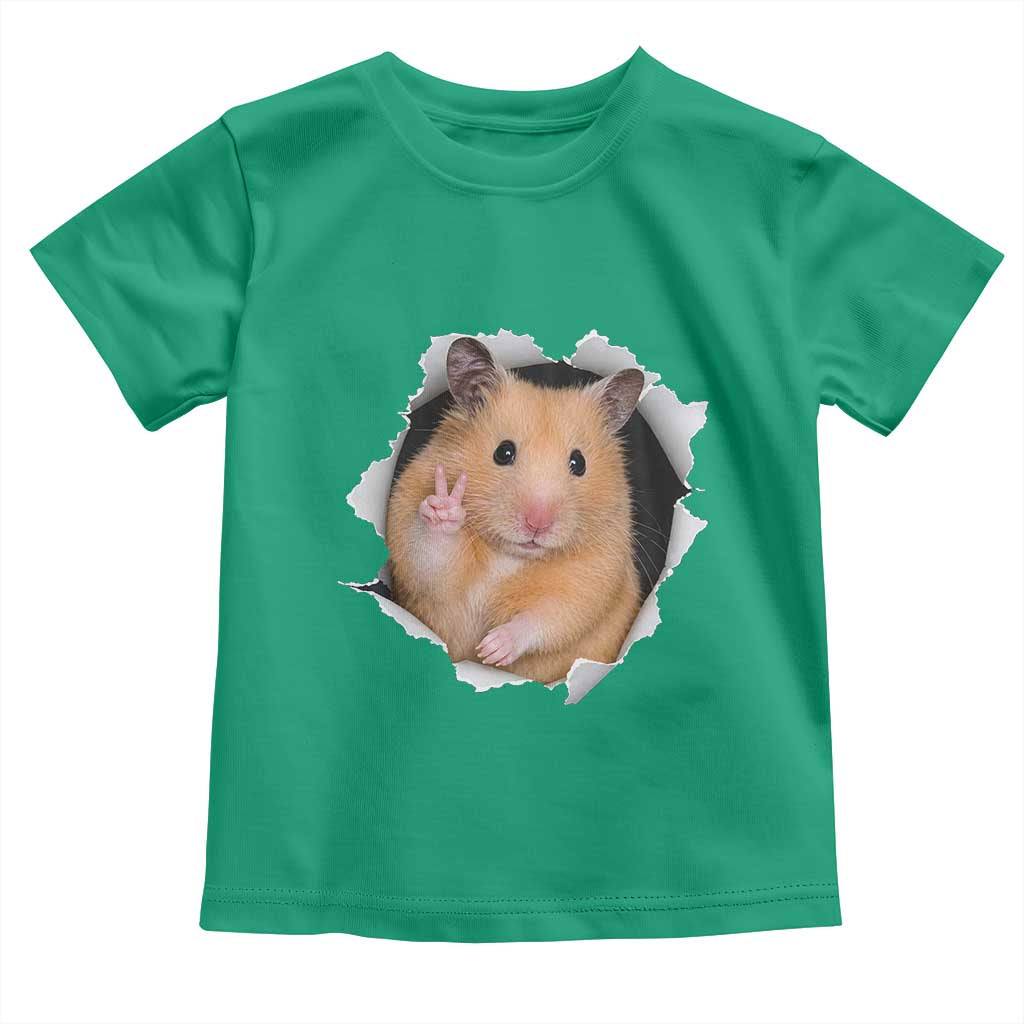 Funny Curious Hamster Peeking Through A Cracked Wall Meme Toddler T Shirt TS12 Irish Green Print Your Wear