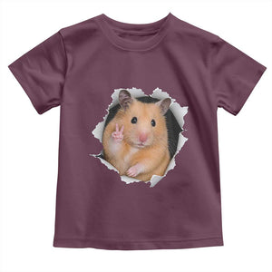 Funny Curious Hamster Peeking Through A Cracked Wall Meme Toddler T Shirt TS12 Maroon Print Your Wear
