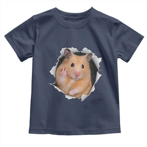 Funny Curious Hamster Peeking Through A Cracked Wall Meme Toddler T Shirt TS12 Navy Print Your Wear