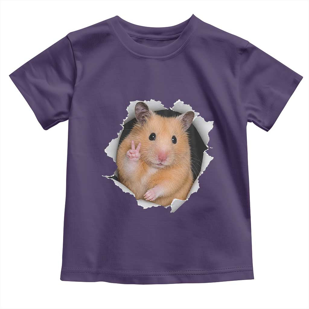 Funny Curious Hamster Peeking Through A Cracked Wall Meme Toddler T Shirt TS12 Purple Print Your Wear