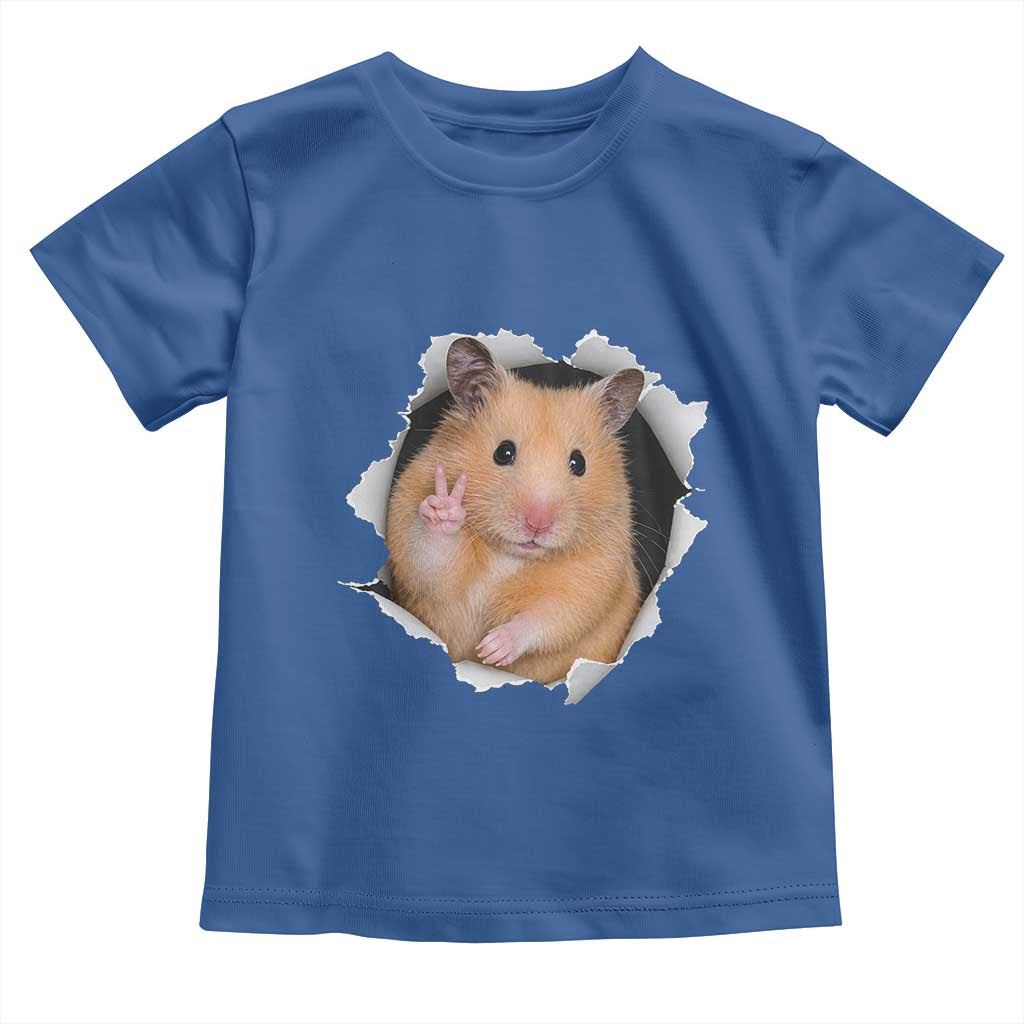 Funny Curious Hamster Peeking Through A Cracked Wall Meme Toddler T Shirt TS12 Royal Blue Print Your Wear