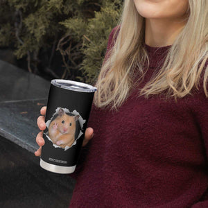 Funny Curious Hamster Peeking Through A Cracked Wall Meme Tumbler Cup TS12 Print Your Wear
