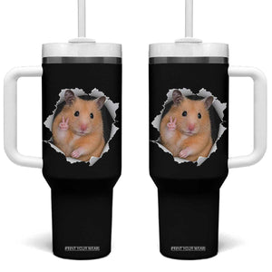 Funny Curious Hamster Peeking Through A Cracked Wall Meme Tumbler With Handle TS12 One Size: 40 oz Black Print Your Wear