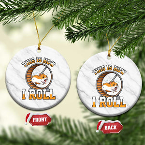 Cute Hamster Running Wheel Ceramic Ornament This Is How I Roll TS12 1pc White Marble Print Your Wear