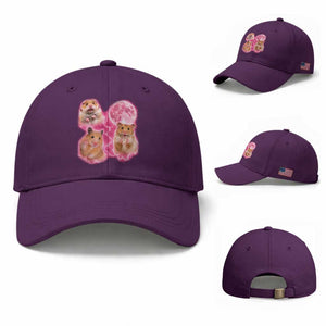 Three Hamsters Retro Graphic Baseball Cap Small Pet Lover Gift Idea TS12 Baseball Cap Universal Fit Purple Print Your Wear