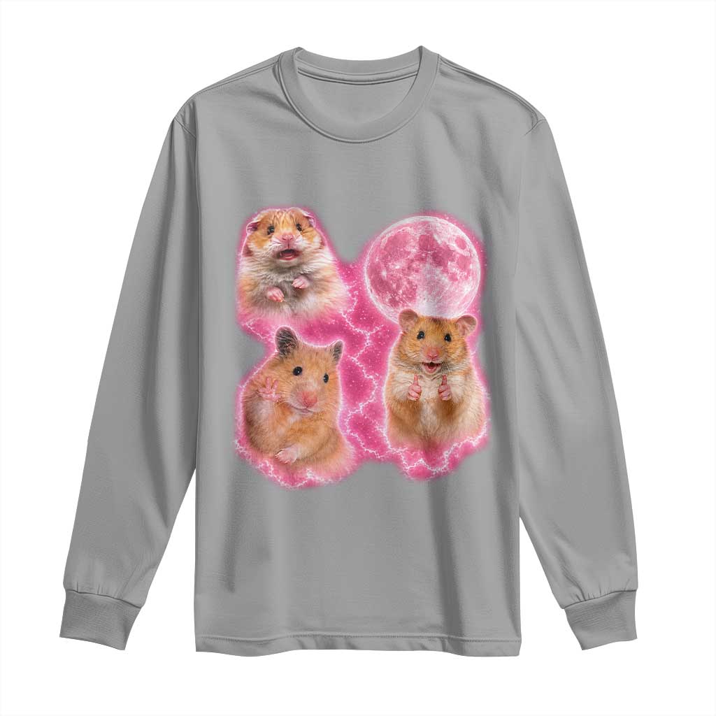 Three Hamsters Retro Graphic Long Sleeve Shirt Small Pet Lover Gift Idea TS12 Sport Gray Print Your Wear