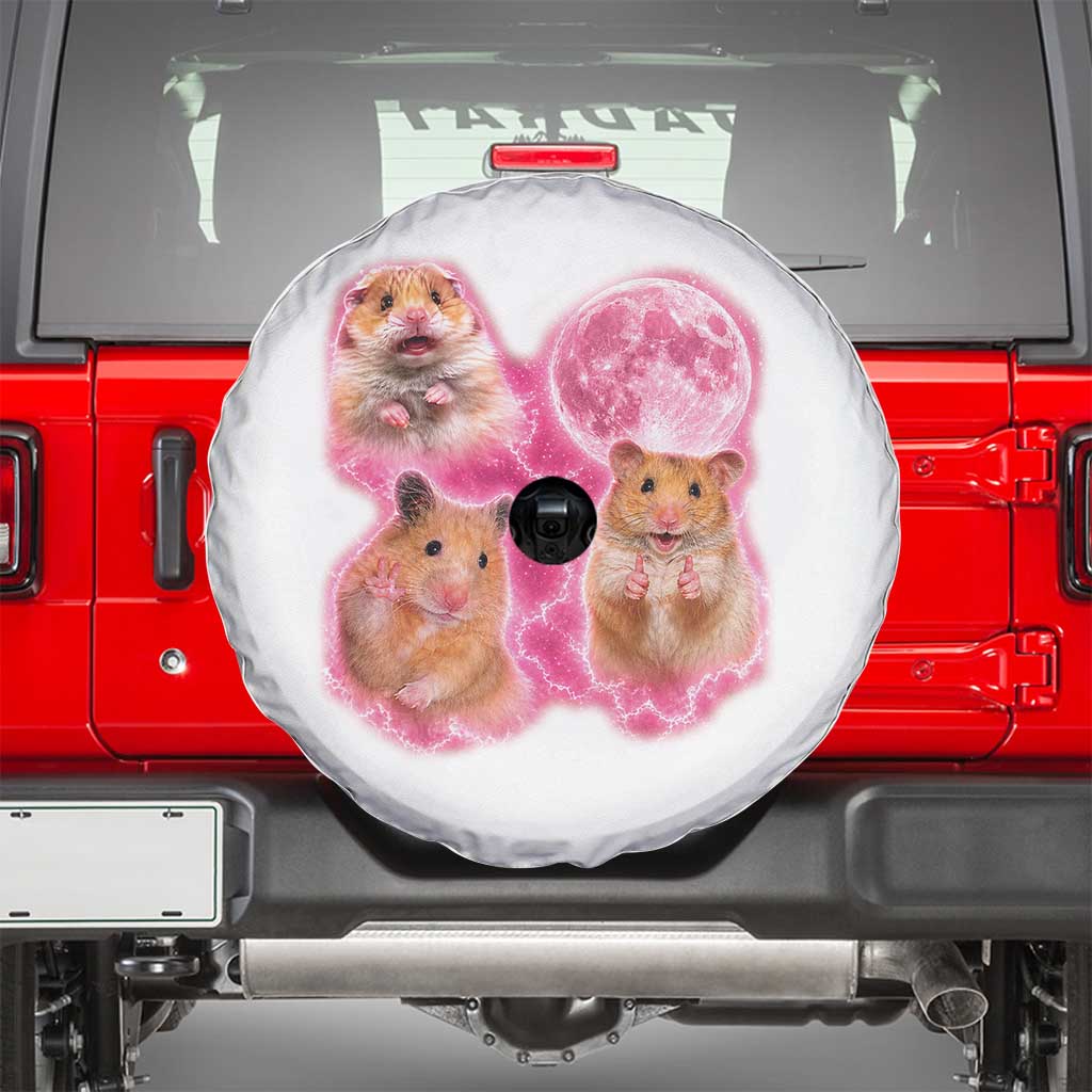 Three Hamsters Retro Graphic Spare Tire Cover Small Pet Lover Gift Idea TS12 White Print Your Wear