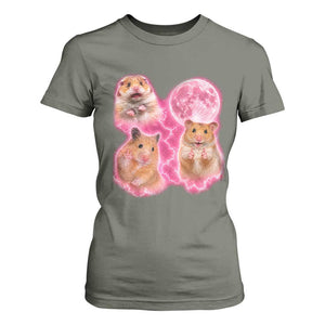 Three Hamsters Retro Graphic T Shirt For Women Small Pet Lover Gift Idea TS12 Military Green Print Your Wear