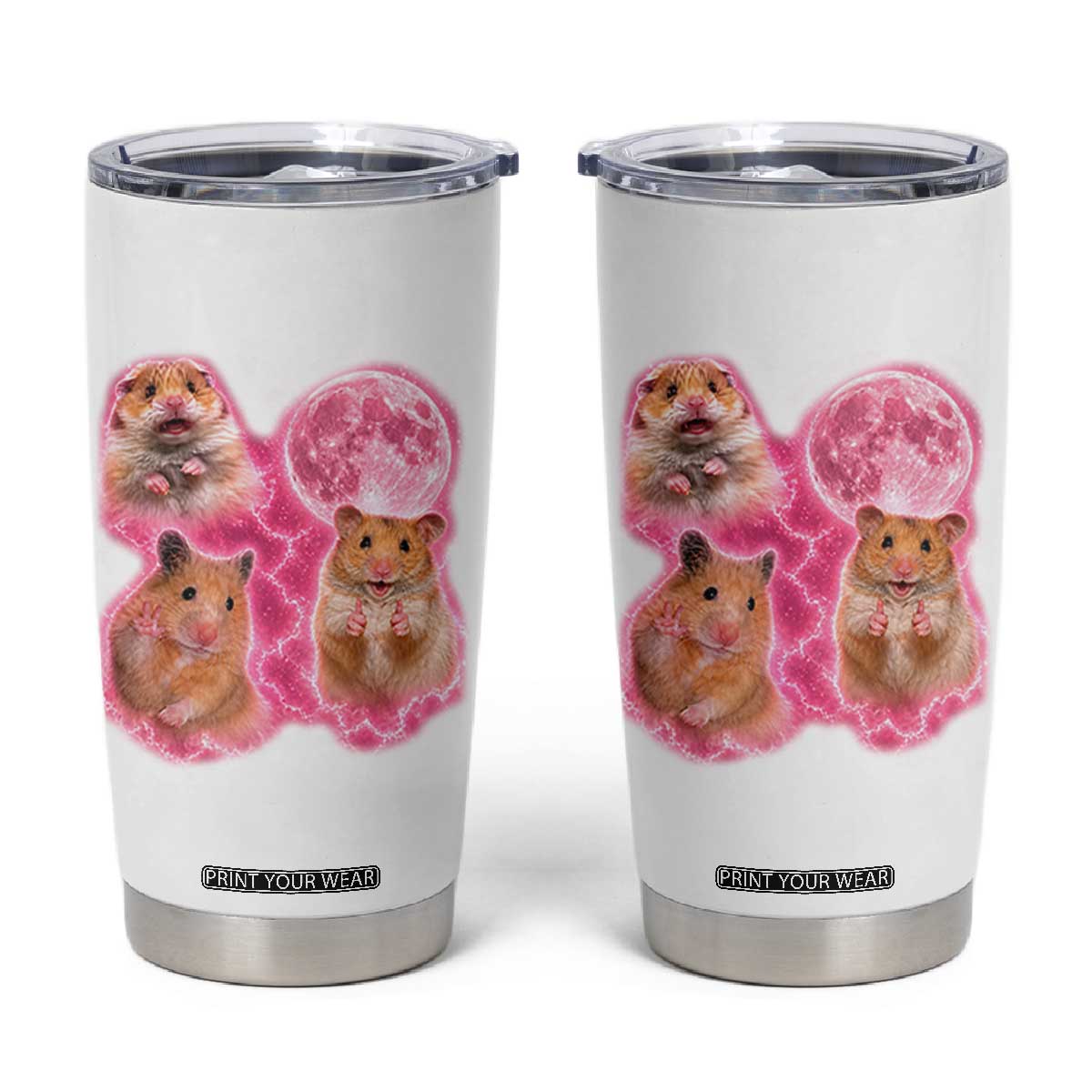 Three Hamsters Retro Graphic Tumbler Cup Small Pet Lover Gift Idea TS12 White Print Your Wear