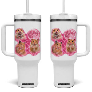 Three Hamsters Retro Graphic Tumbler With Handle Small Pet Lover Gift Idea TS12 One Size: 40 oz White Print Your Wear
