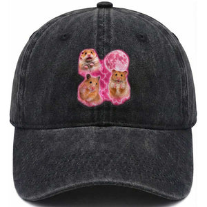 Three Hamsters Retro Graphic Washed Cotton Baseball Cap Small Pet Lover Gift Idea TS12 Print Your Wear