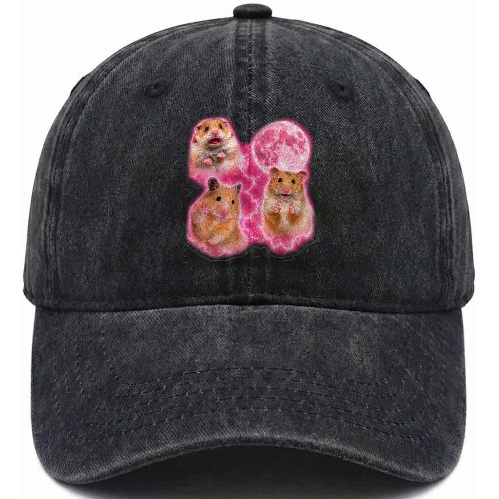 Three Hamsters Retro Graphic Washed Cotton Baseball Cap Small Pet Lover Gift Idea TS12 Print Your Wear