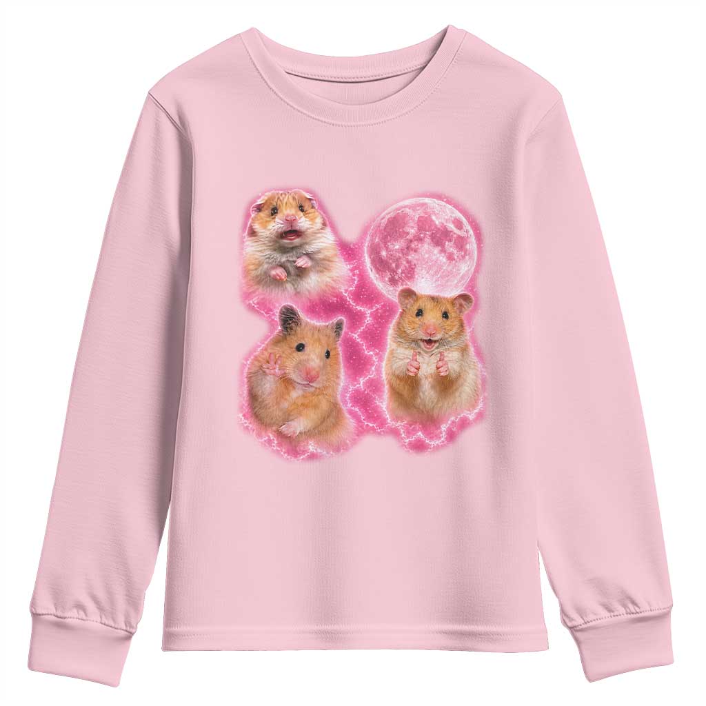 Three Hamsters Retro Graphic Youth Sweatshirt Small Pet Lover Gift Idea TS12 Light Pink Print Your Wear