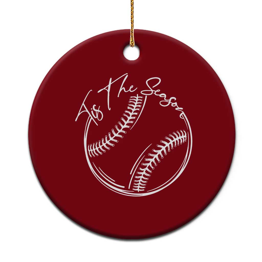 Aesthetic Tis The Season Baseball Graphic Ceramic Ornament Sports Fan Gift TS12 1pc Red Print Your Wear