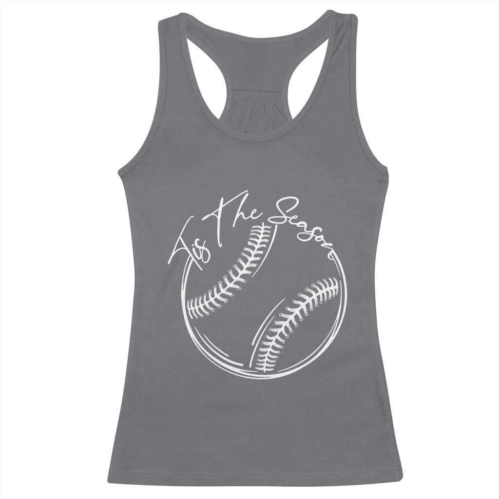 Aesthetic Tis The Season Baseball Graphic Racerback Tank Top Sports Fan Gift TS12 Charcoal Print Your Wear