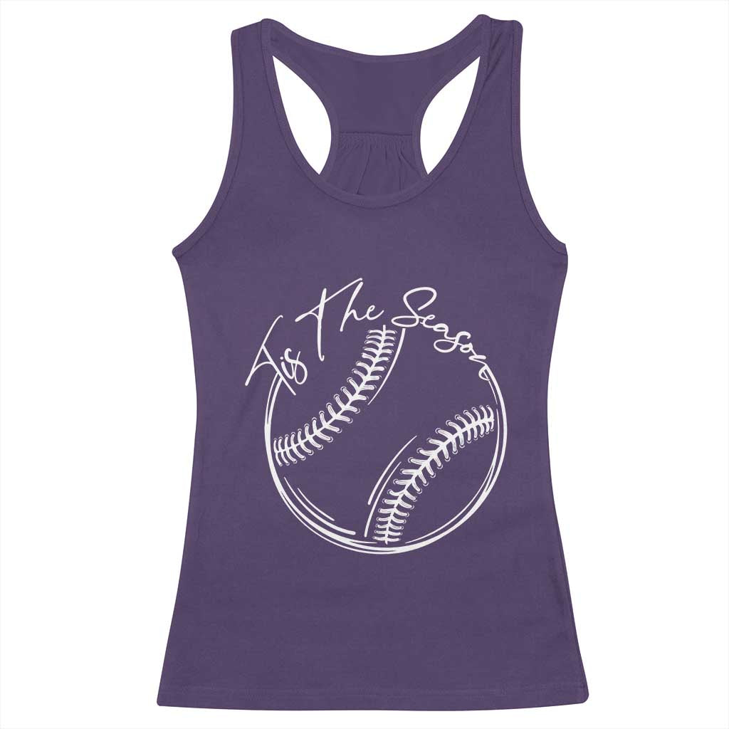 Aesthetic Tis The Season Baseball Graphic Racerback Tank Top Sports Fan Gift TS12 Purple Print Your Wear