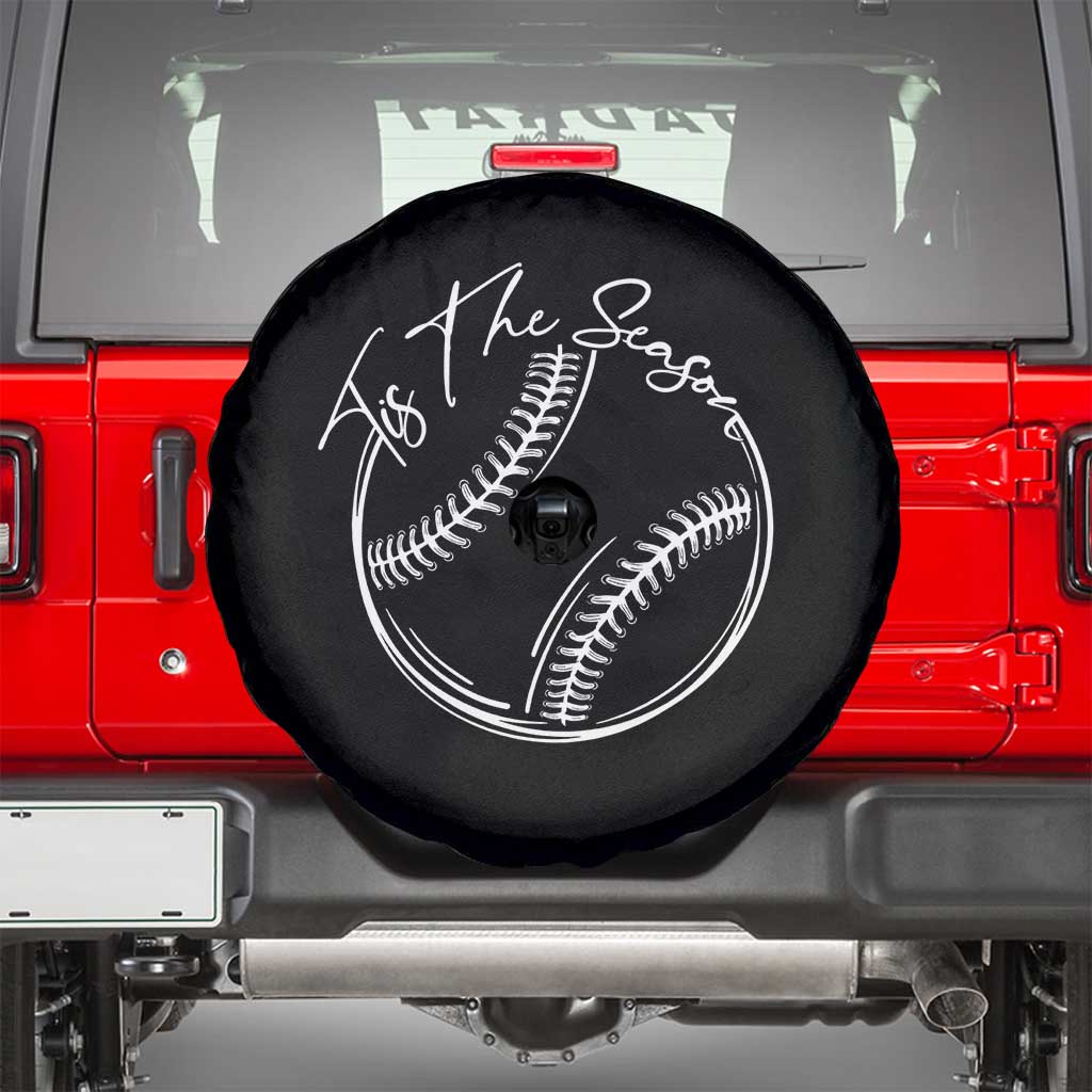 Aesthetic Tis The Season Baseball Graphic Spare Tire Cover Sports Fan Gift TS12 Black Print Your Wear