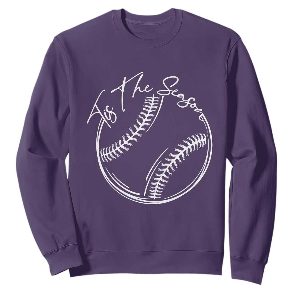 Aesthetic Tis The Season Baseball Graphic Sweatshirt Sports Fan Gift TS12 Purple Print Your Wear