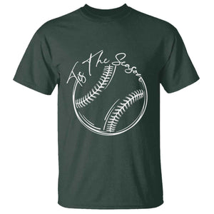 Aesthetic Tis The Season Baseball Graphic T Shirt Sports Fan Gift TS12 Dark Forest Green Print Your Wear