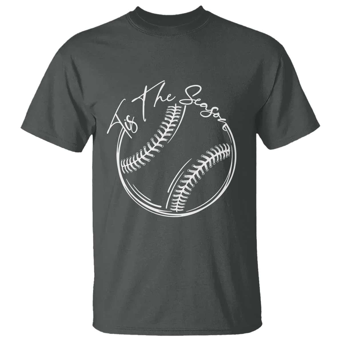 Aesthetic Tis The Season Baseball Graphic T Shirt Sports Fan Gift TS12 Dark Heather Print Your Wear