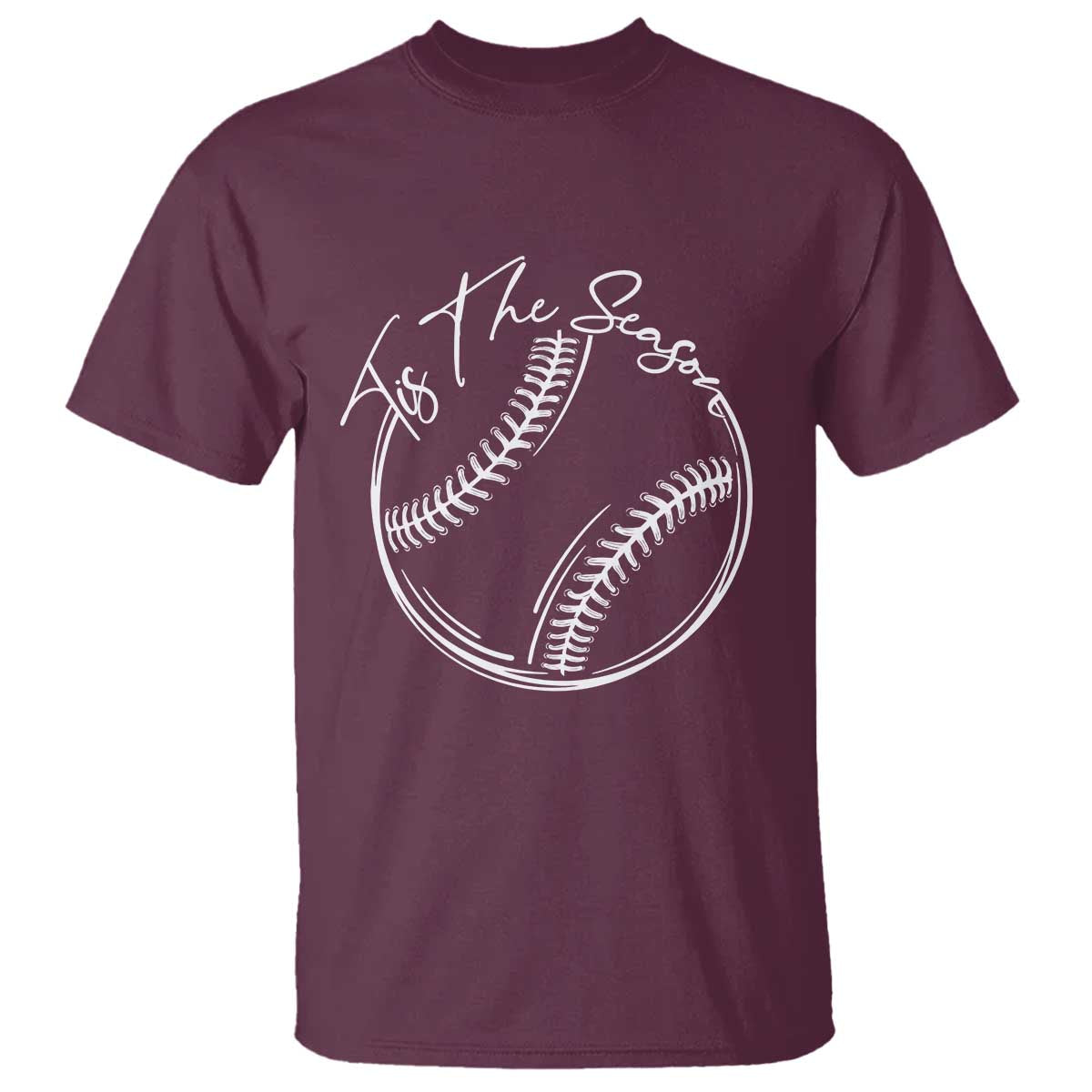 Aesthetic Tis The Season Baseball Graphic T Shirt Sports Fan Gift TS12 Maroon Print Your Wear