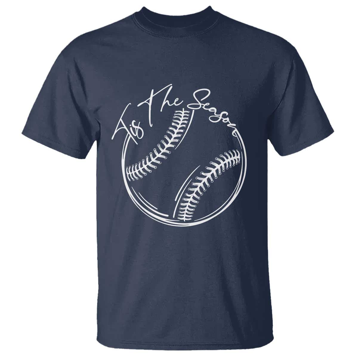 Aesthetic Tis The Season Baseball Graphic T Shirt Sports Fan Gift TS12 Navy Print Your Wear